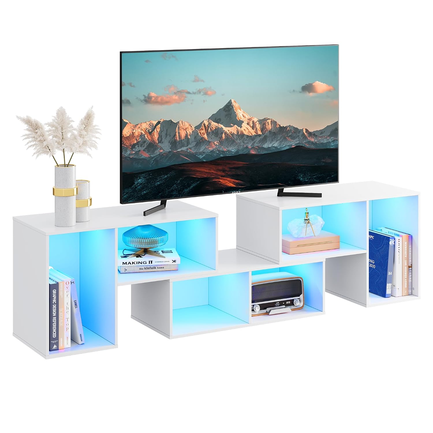 Gaming Console Tv Stand - Deformable TV Stand with LED Strip