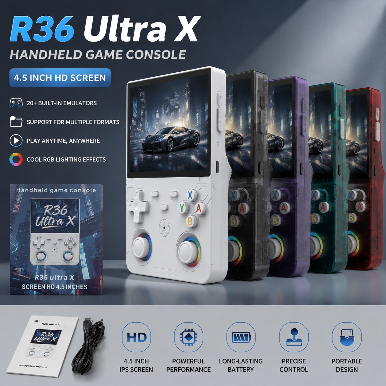 NEW 4.5 inch R36 ultra X retro - đánh giá và giá Gaming Console R36 Ultra