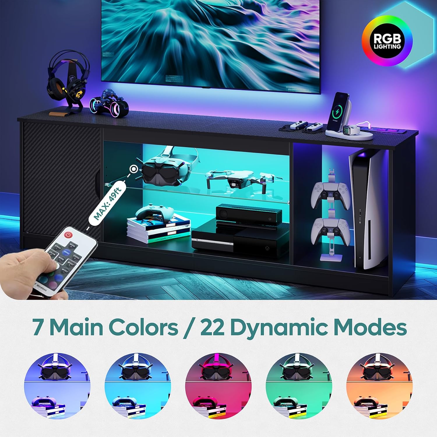 TV Stand with Power Outlets Ga - đánh giá và giá Gaming Console Tv Stand