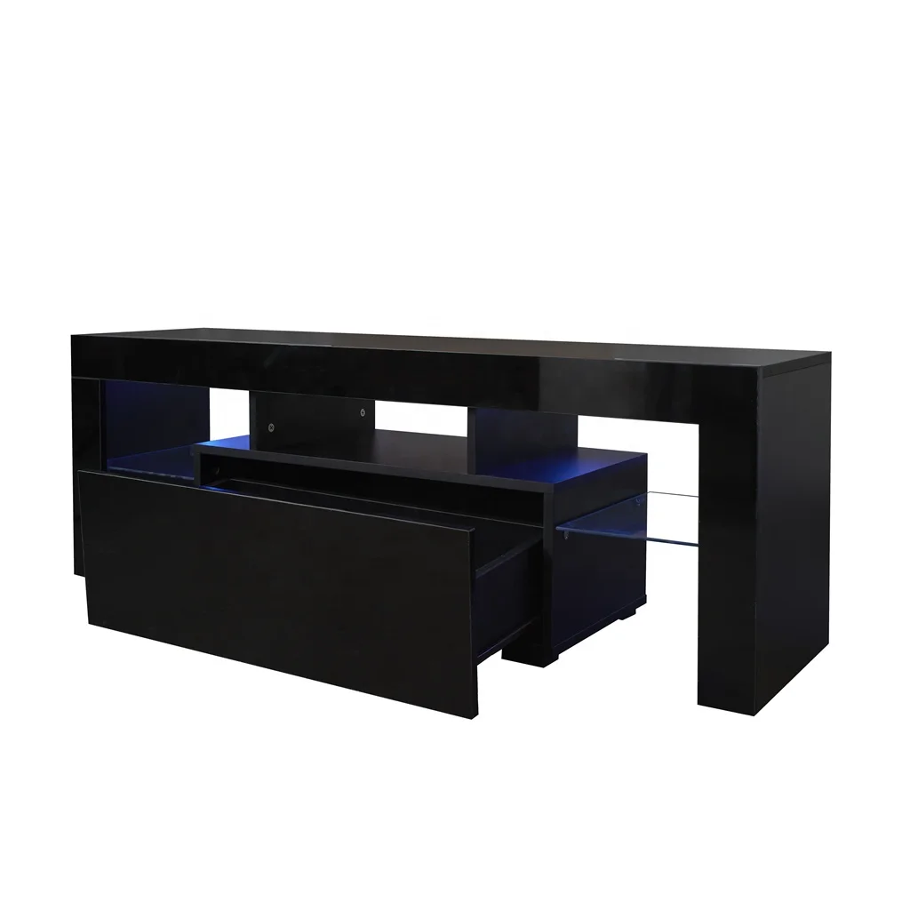 #Black TV Stand with LED RGB L - đánh giá và giá Gaming Console Tv Stand
