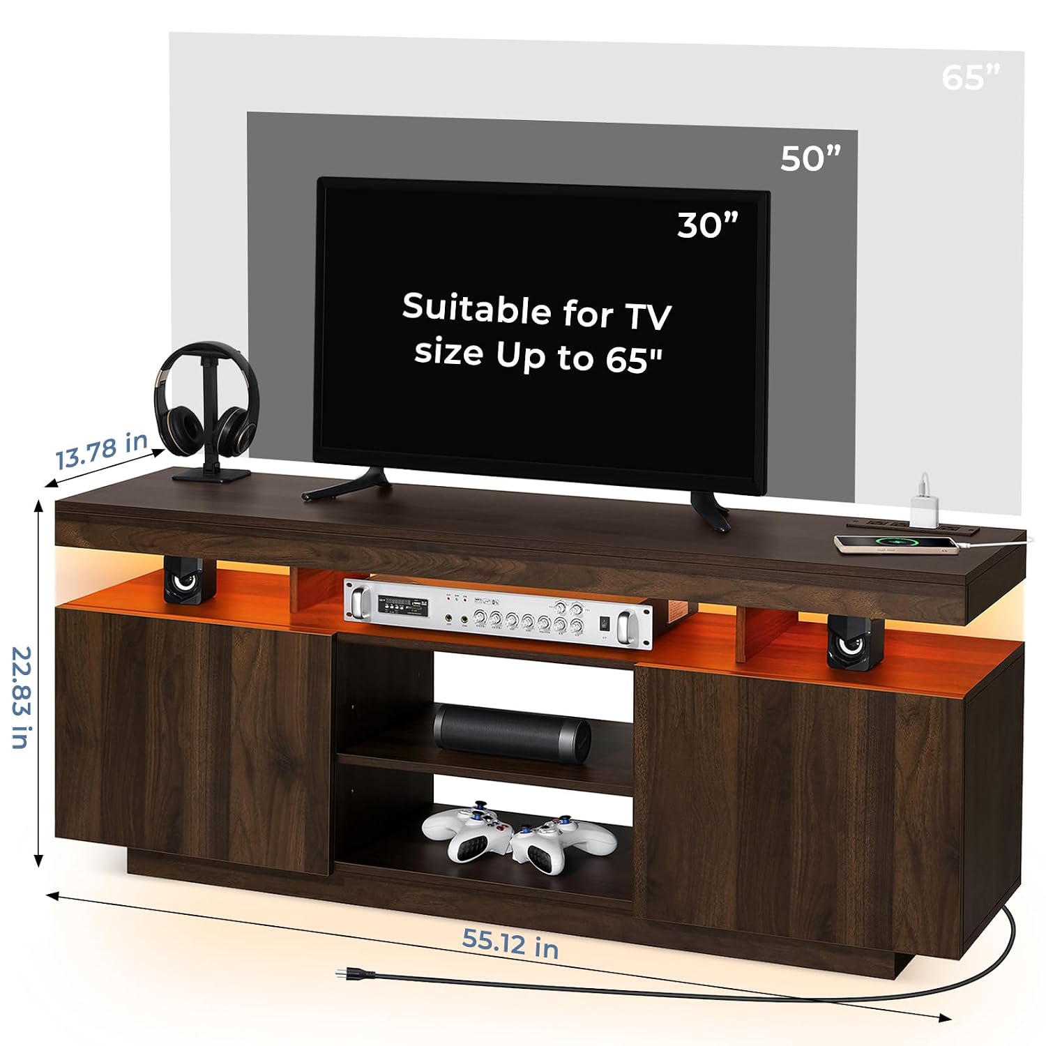 LED TV Stand with Power Outlet - đánh giá và giá Gaming Console Tv Stand