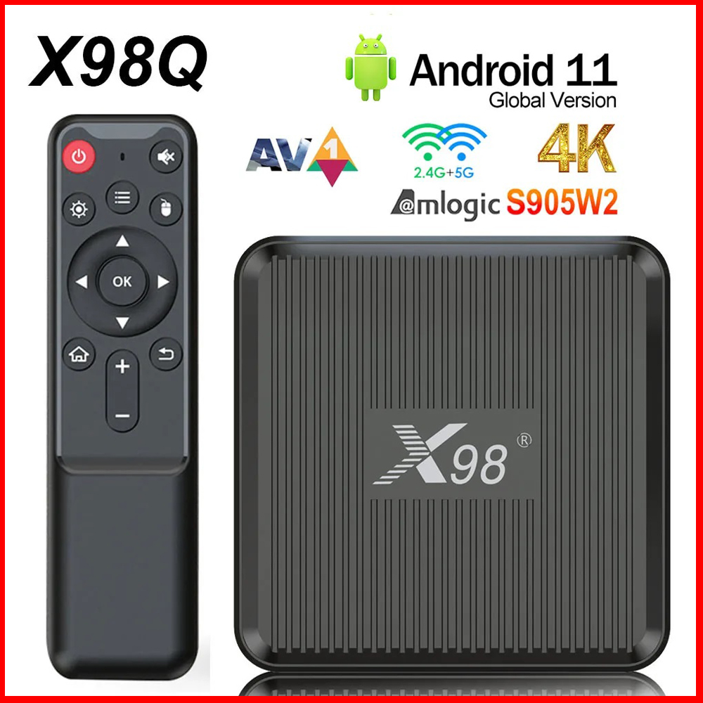 X98Q Smart TV Box AV1 Amlogic  - đánh giá và giá Gaming Console Tv Stand